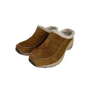 Easy Spirit estravelpose Womens Suede Clogs With Faux Fur Lining Brown Size 6.5